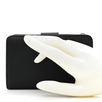 PRADA Saffiano Metal Compact Wallet Black
