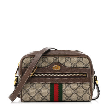 GUCCI GG Supreme Monogram Web Mini Ophidia Shoulder Bag Brown