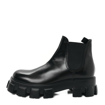 PRADA Spazzolato Rois Mens Monolith Chelsea 55mm Ankle Boots 10.5 Black