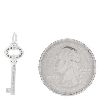TIFFANY 18K White Gold Diamond Mini Vintage Oval Key Pendant