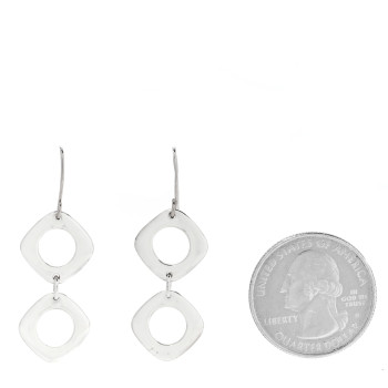 TIFFANY Sterling Silver Cushion Square Link Drop Earrings