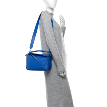 LOEWE Satin Calfskin Small Puzzle Bag Scuba Blue