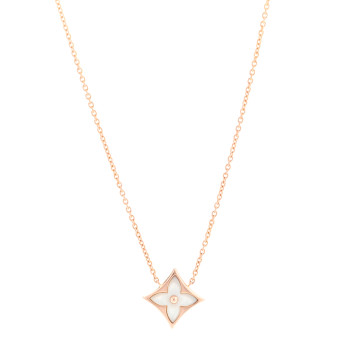 LOUIS VUITTON 18K Pink Gold Mother of Pearl Color Blossom Star Pendant Necklace