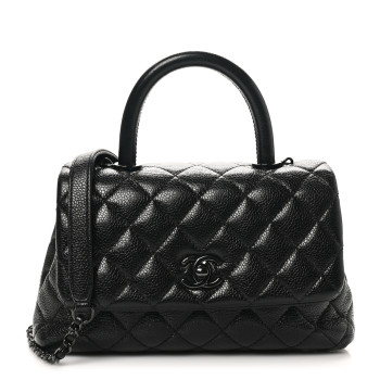 CHANEL Caviar Quilted Mini Coco Handle Flap So Black