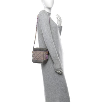 SAINT LAURENT Denim Quilted 80's Vanity Bag Bleached Lilac