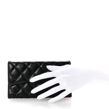 CHANEL Lambskin Quilted Large Flap Wallet  Black