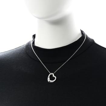 TIFFANY Sterling Silver 22mm Elsa Peretti Open Heart Pendant Necklace