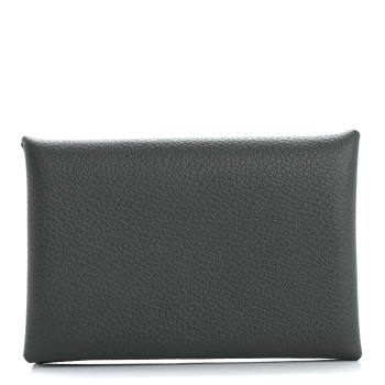 HERMES Evercolor Calvi Card Case Bleu Orage