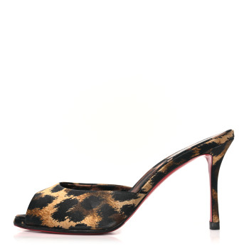 CHRISTIAN LOUBOUTIN Satin Leopard Print Me Dolly 85 Sandals 38 Black