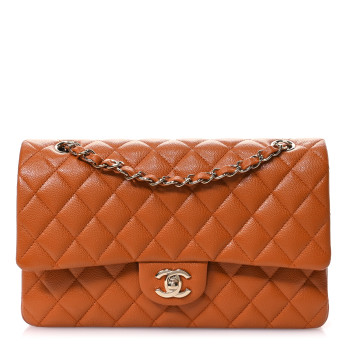 CHANEL Caviar Quilted Medium Double Flap Light Brown