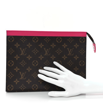 LOUIS VUITTON Monogram Macassar Pochette Voyage MM Fuchsia