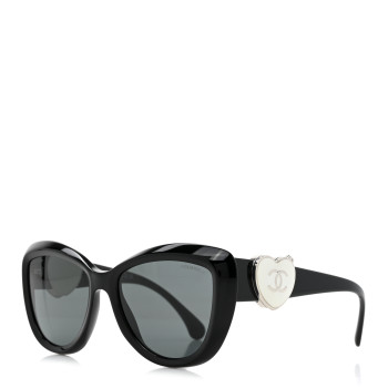 CHANEL Acetate Enamel Heart Butterfly Sunglasses 5517 Black