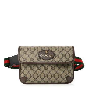 GUCCI GG Supreme Monogram Neo Vintage Web Belt Bag Brown