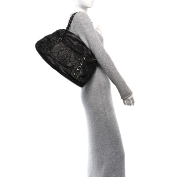 CHANEL Glazed Caviar Modern Chain Tote Brown