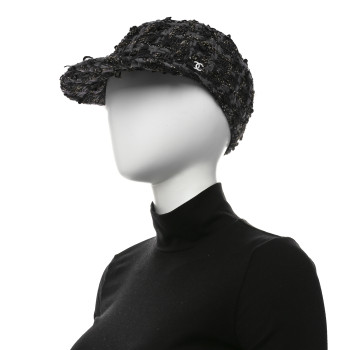 CHANEL Cotton Tweed CC Beret M Black Multicolor