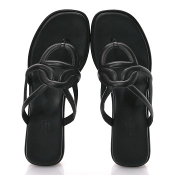 HERMES Nappa Gipsy Sandals 39 Black