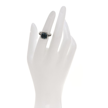 DAVID YURMAN Sterling Silver Diamond Hampton Blue Topaz 9mm Chatelaine Pave Bezel Ring 48 4.5