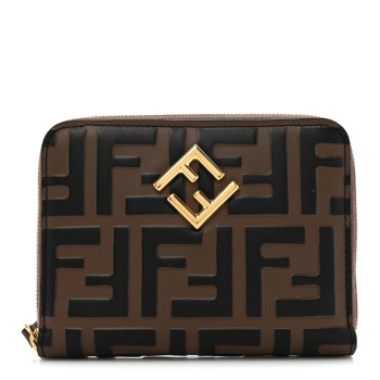 FENDI Vitello Ceylon Bi-Color FF 1974 Embossed FF Diamonds Wallet Maya Black