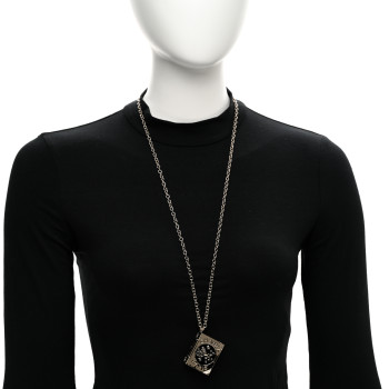 CHANEL Metal CC Lion Book Locket Necklace Gold