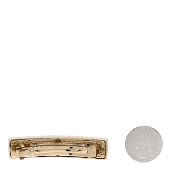 CHANEL Metal Crystal CC Hair Clip Barrette Gold