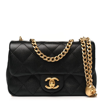 CHANEL Caviar Quilted Mini Sweetheart Rectangular Flap Black