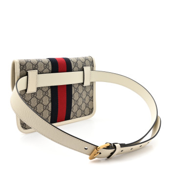 GUCCI GG Supreme Monogram Web Small Ophidia Belt Bag 100 40 Beige Ebony White