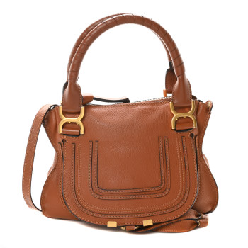 CHLOE Calfskin Small Marcie Satchel Tan