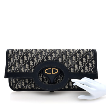 CHRISTIAN DIOR Oblique Fold Over Clutch Blue