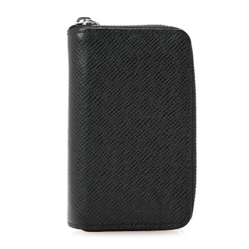 LOUIS VUITTON Taiga Zippy Coin Purse Vertical Black