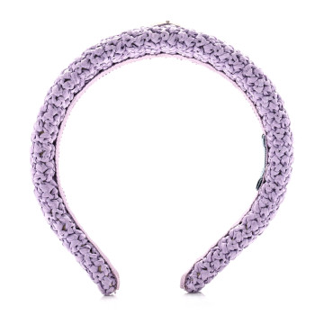 PRADA Yarn Raffia Effect Crochet Metal Triangle Logo Headband Lilium