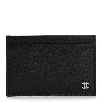 CHANEL Grained Calfskin CC Card Holder Black