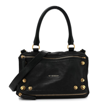 GIVENCHY Pebbled Calfskin Medium Bolt Stud Pandora Black
