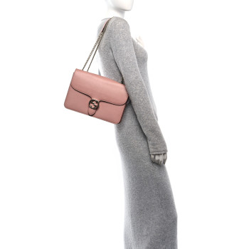 GUCCI Dollar Calfskin Small Interlocking G Shoulder Bag Soft Pink