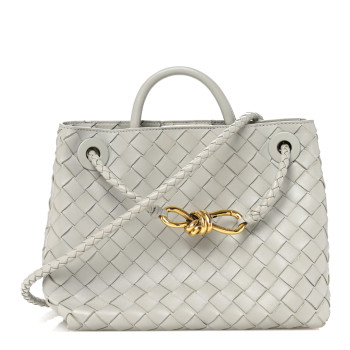 BOTTEGA VENETA Nappa Intrecciato Small Andiamo Shoulder Bag Agate Grey