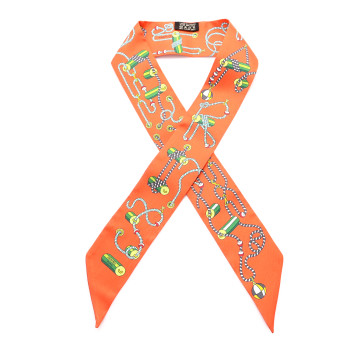 HERMES Silk Cordages Twilly Scarf Orange