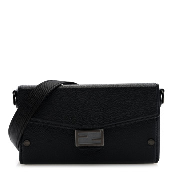 FENDI Vitello Cher Baguette Soft Trunk Phone Pouch Black