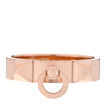 HERMES 18K Rose Gold PM Collier De Chien Ring 58 8.5