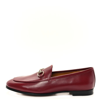 GUCCI Betis Glamour Calfskin Womens Jordaan Loafers 37 Rosso Ancora