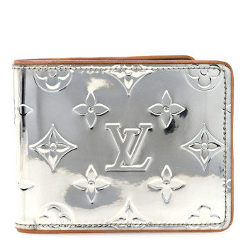 LOUIS VUITTON Monogram Mirror Slender Wallet Silver
