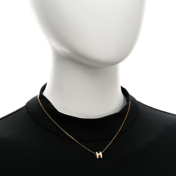 HERMES Lacquered Gold Mini Pop H Pendant Necklace White
