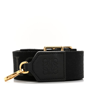 LOEWE Calfskin Jacquard Webbing Anagram Strap Black