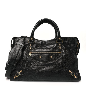 BALENCIAGA Agneau Giant 12 Gold Hardware City Black