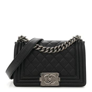 CHANEL Calfskin Quilted Small Boy Flap Black