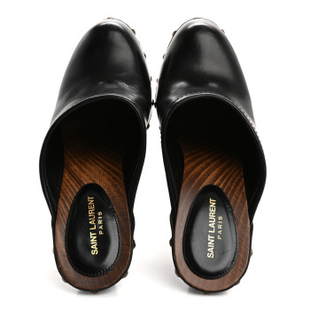 SAINT LAURENT Smooth Calfskin Camoy Clogs 37 Black