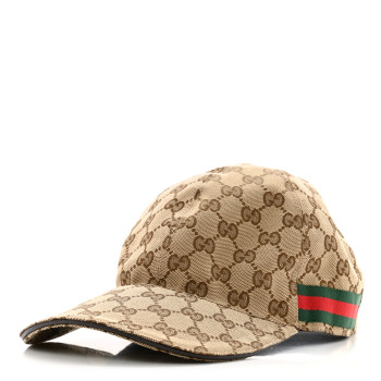 GUCCI Monogram Web Baseball Hat M Beige Cocoa