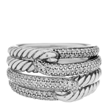 DAVID YURMAN Sterling Silver Diamond 13mm Labyrinth Double Loop Ring 54 6.75