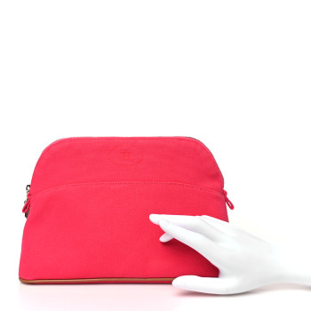 HERMES Cotton Canvas Bolide Travel Cosmetic Pouch Hibiscus