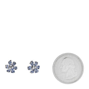 GUCCI 18K Rose White Gold Diamond Blue Sapphire Flora Orchid Stud Earrings