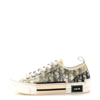 CHRISTIAN DIOR Technical Canvas Oblique Oblique B23 Low Top Sneakers 40 White Black