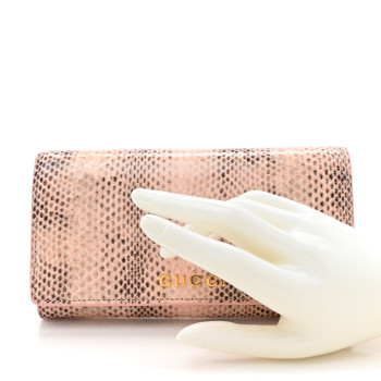 GUCCI Python Script Continental Zip Wallet Pink